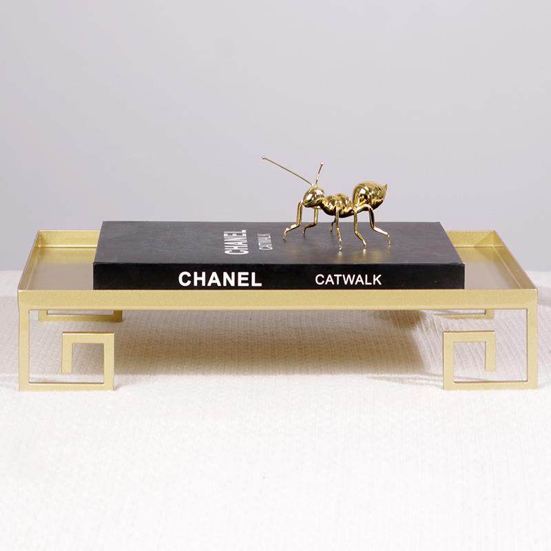 新中式金属长方形托盘样板间玄关客厅餐桌茶几收纳盘创意摆件组合,收纳整理,烫衣板及配件,淘宝优惠券,粉丝福利购,淘宝优惠卷