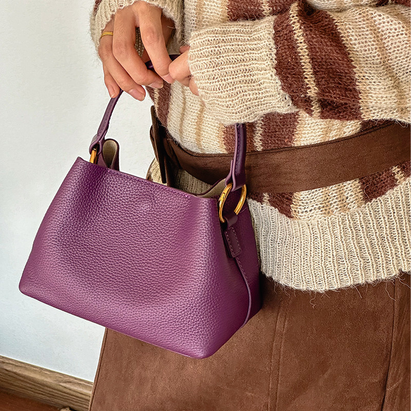 TAWEN 头层牛皮紫色水桶包女2026通勤百搭斜挎包软皮质感手提包包,箱包皮具/热销女包/男包,水桶包,淘宝优惠券,粉丝福利购,淘宝优惠卷