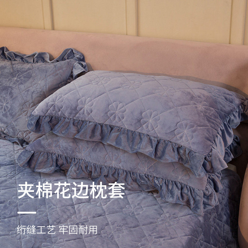 多兰诗韩版夹棉水晶绒枕套