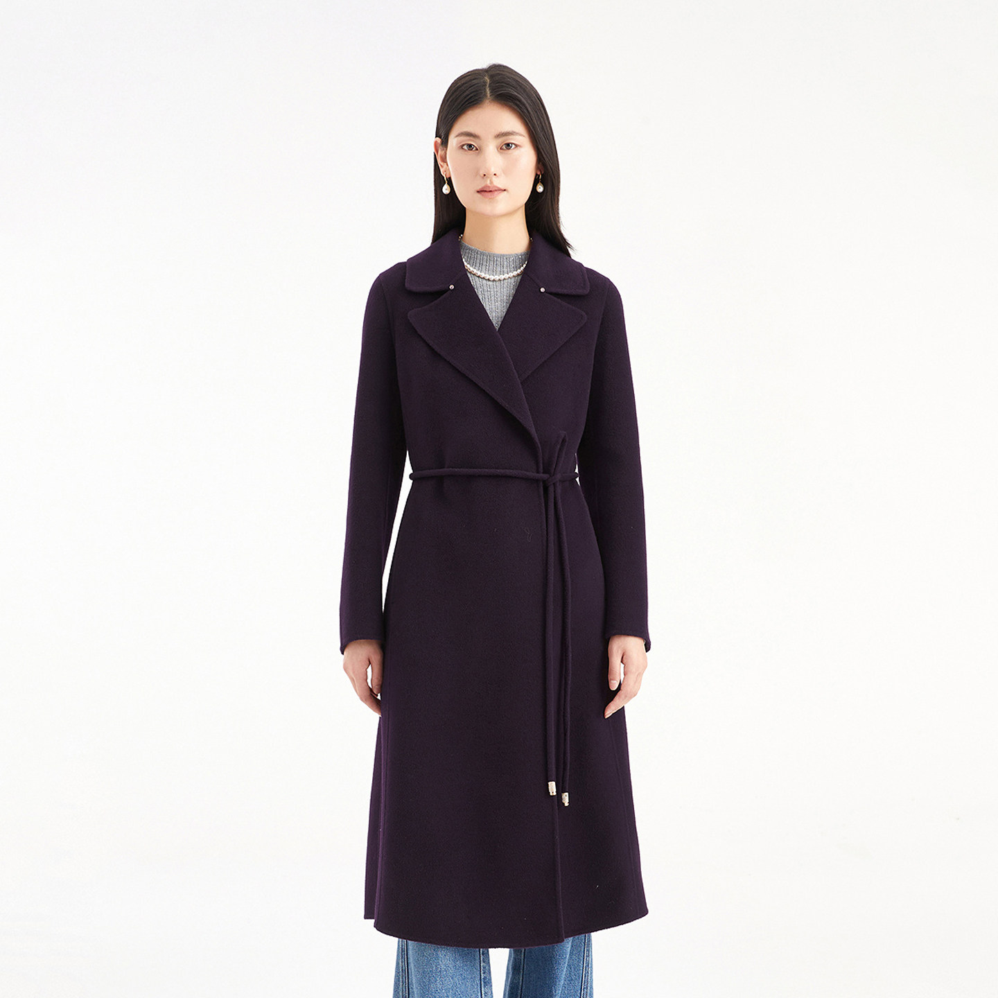 珂莱商场同款2025秋冬季新款女装气质通勤羊毛羊绒双面呢大衣外套