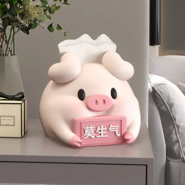 奶油风小猪纸巾盒摆件莫生气装饰品客厅玄关抽纸盒送闺蜜生日礼物