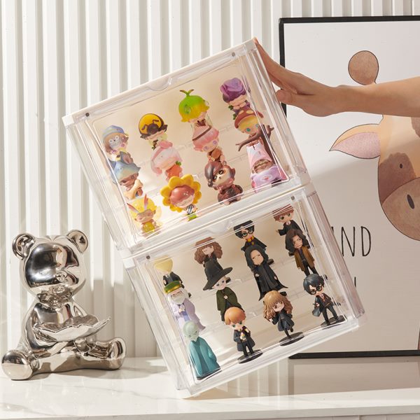 手办展示盒盲盒架子收纳置物架USB带灯手办墙塑料透明收藏摆柜