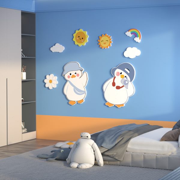 网红幼儿园互动公仔儿童房间布置托管班墙面装饰女孩公主床头贴画