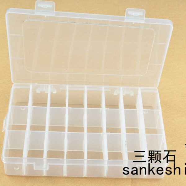 收纳盒首饰盒 透明塑料盒 装小饰品配件盒子 散珠串珠盒 24格大号