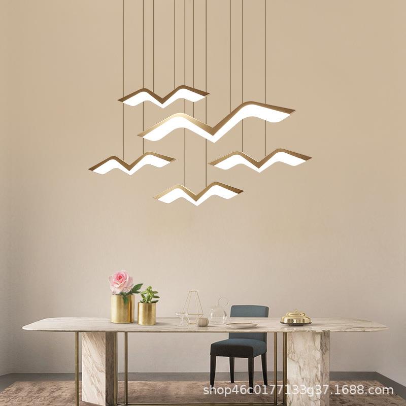 北欧海鸥创意餐厅艺术吊灯 现代简约饭厅客厅灯个性餐桌吧台灯具