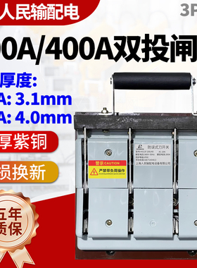 上海人民200A双投刀闸400A三相四线切换倒顺闸刀4P电源总闸紫铜3P