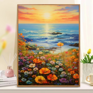 数字油画diy手工填色高级感花卉装饰画治愈系成人无聊解闷涂色画