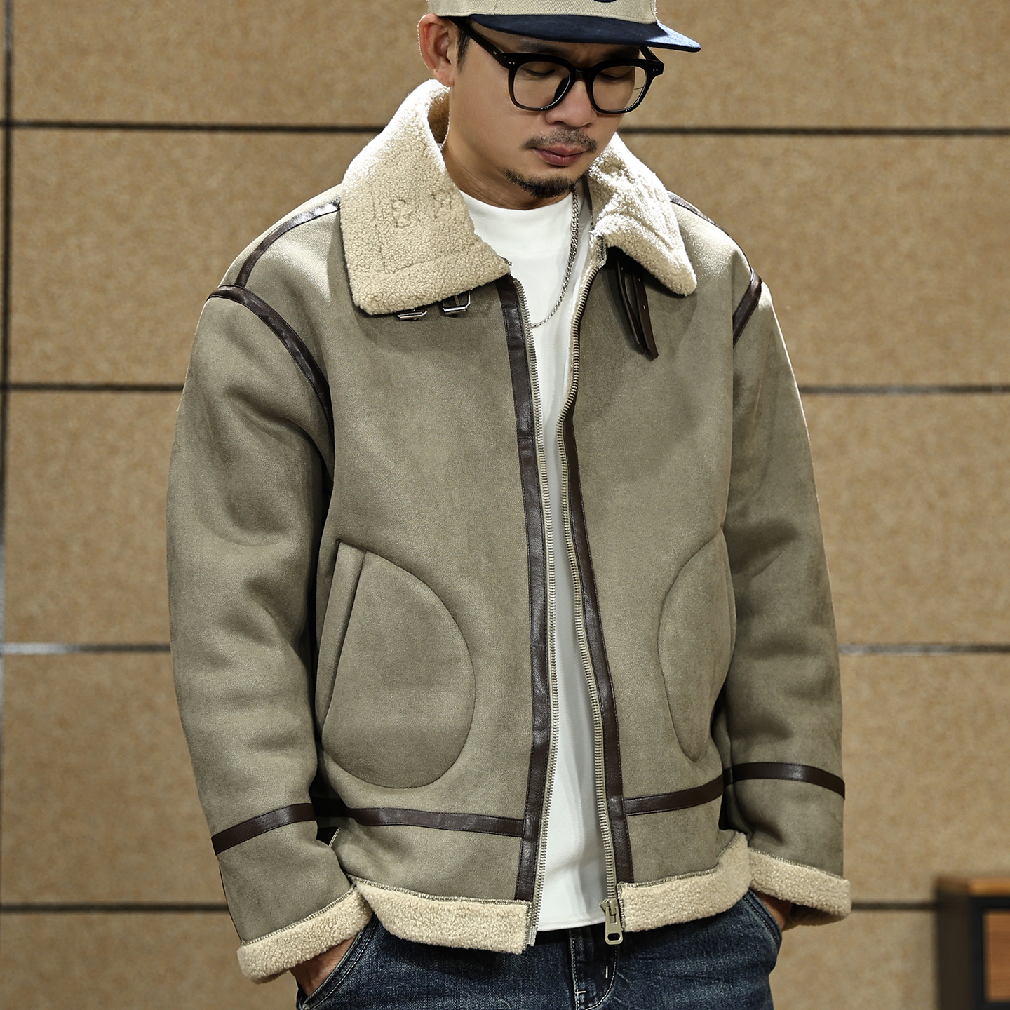 【美式男士麂皮绒夹克棉服外套】