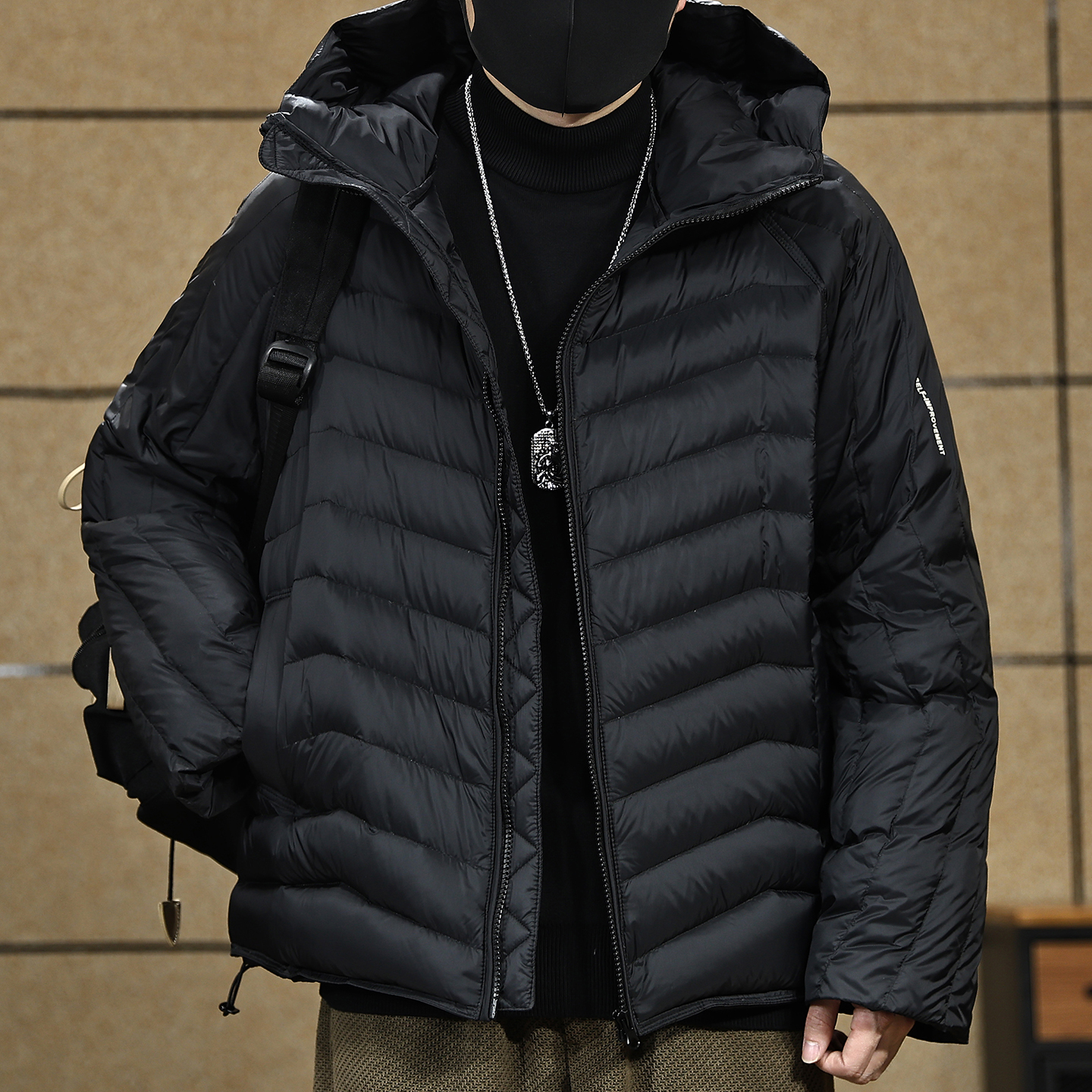 【90白鸭绒连帽排骨羽绒服男】