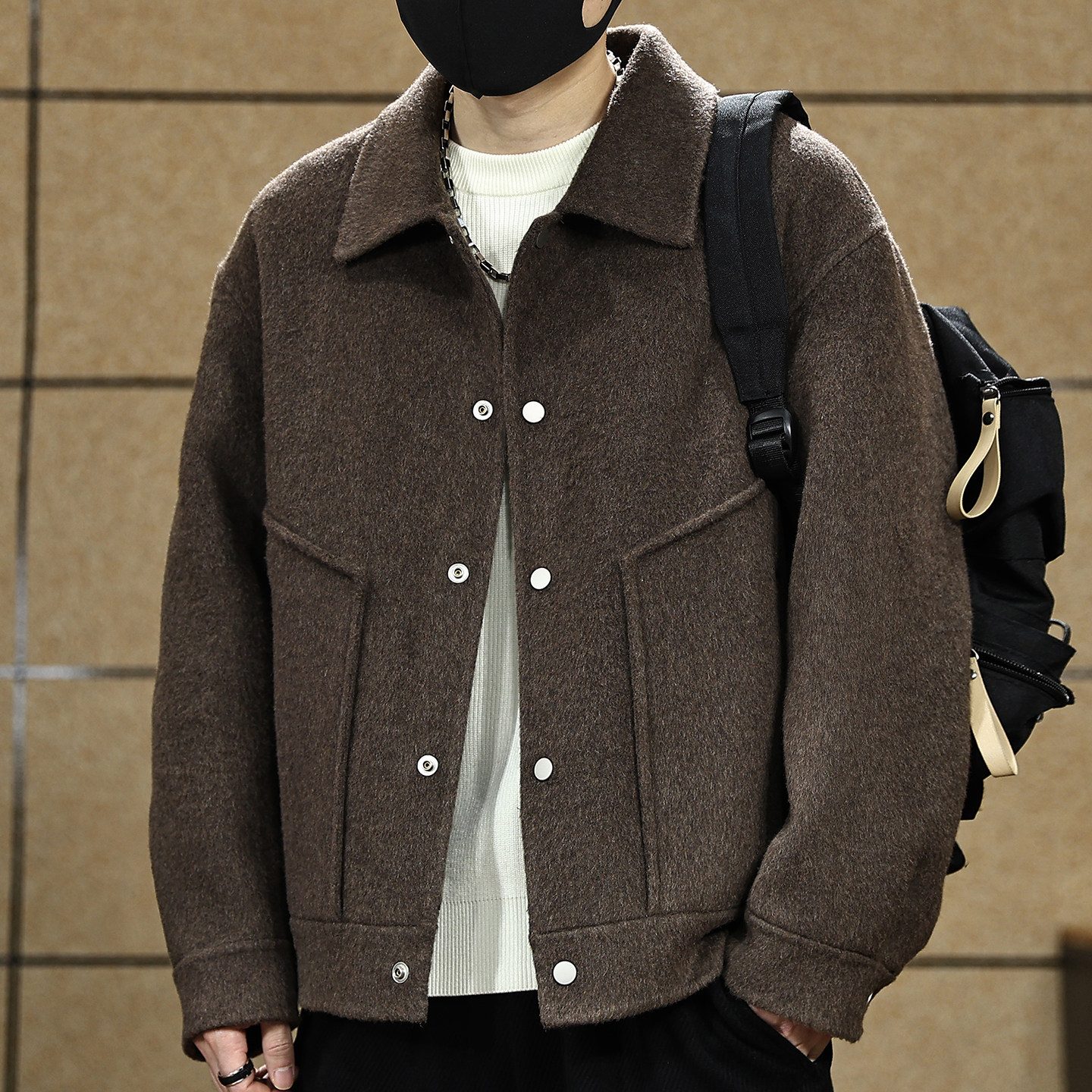 美式双面羊绒短款呢子大衣男士冬季重磅960g翻领保暖毛呢夹克外套,男装,毛呢大衣,淘宝优惠券,粉丝福利购,淘宝优惠卷