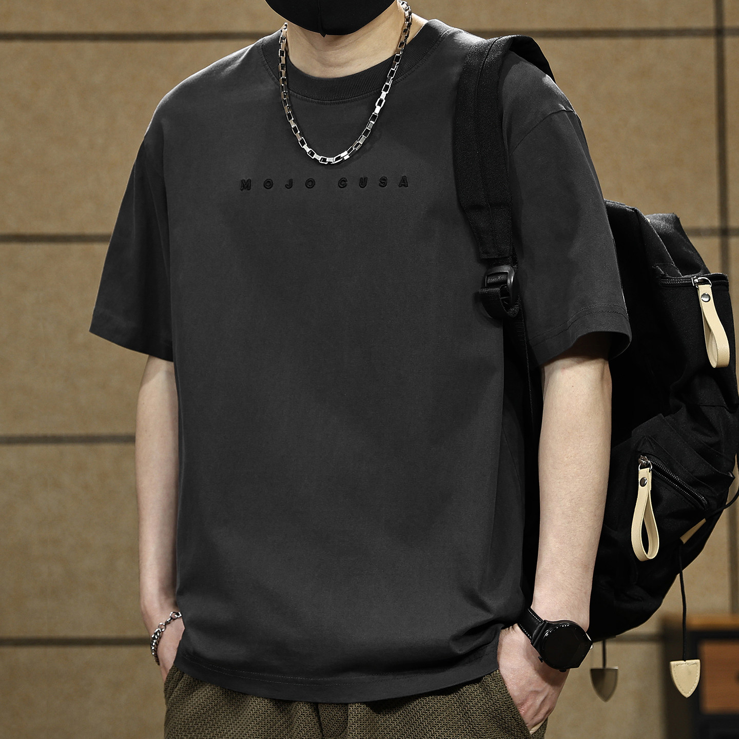 260g重磅夏季纯棉短袖t恤男潮牌字母刺绣印花男装圆领宽松上衣T恤,男装,T恤,淘宝优惠券,粉丝福利购,淘宝优惠卷