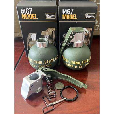 真金属M67手雷模型拉环军事手榴玩具军迷M18烟雾手弹闪光震撼弹