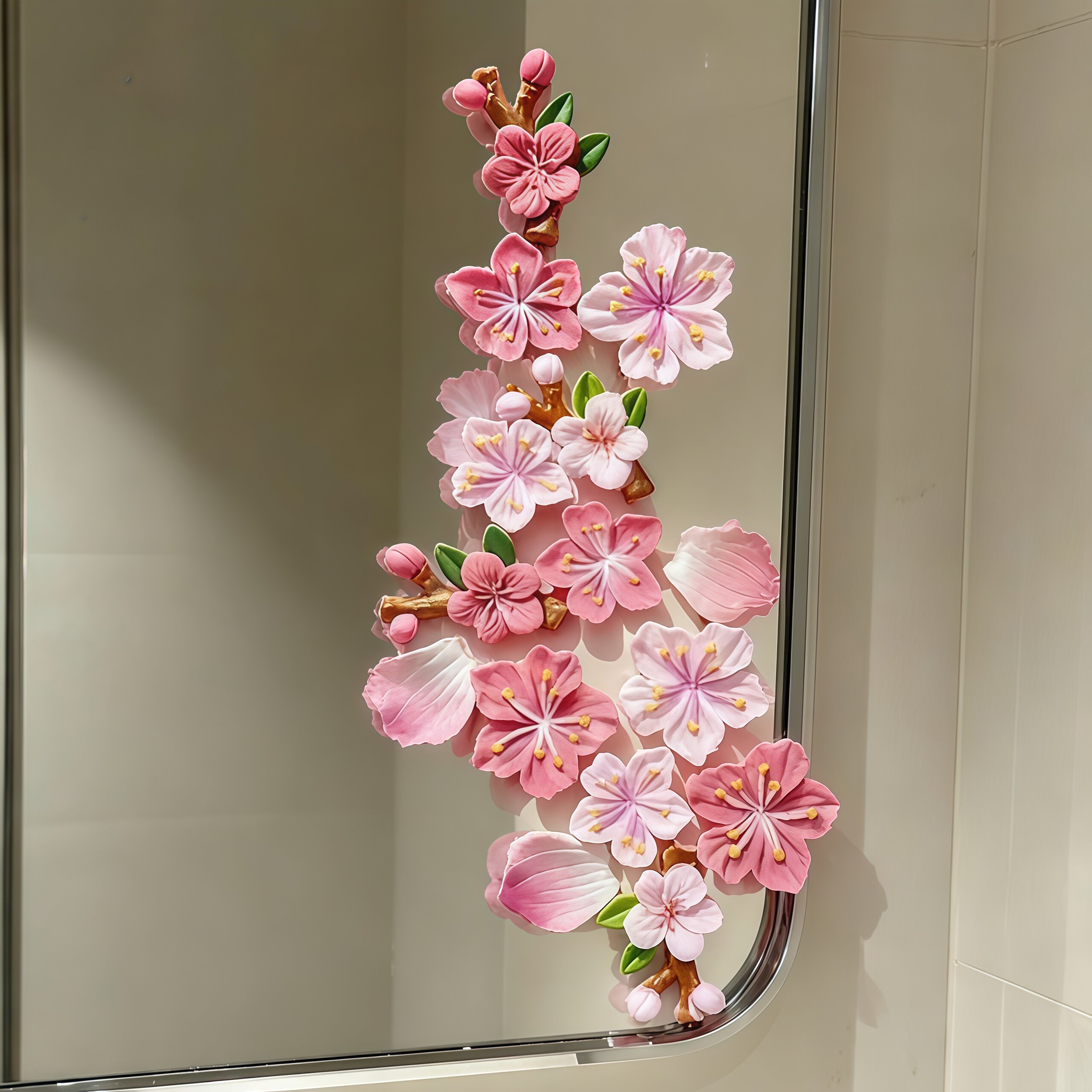 【镜子装饰】3d立体桃花贴边缘装饰diy镜子卫生间汽车贴遮挡图案
