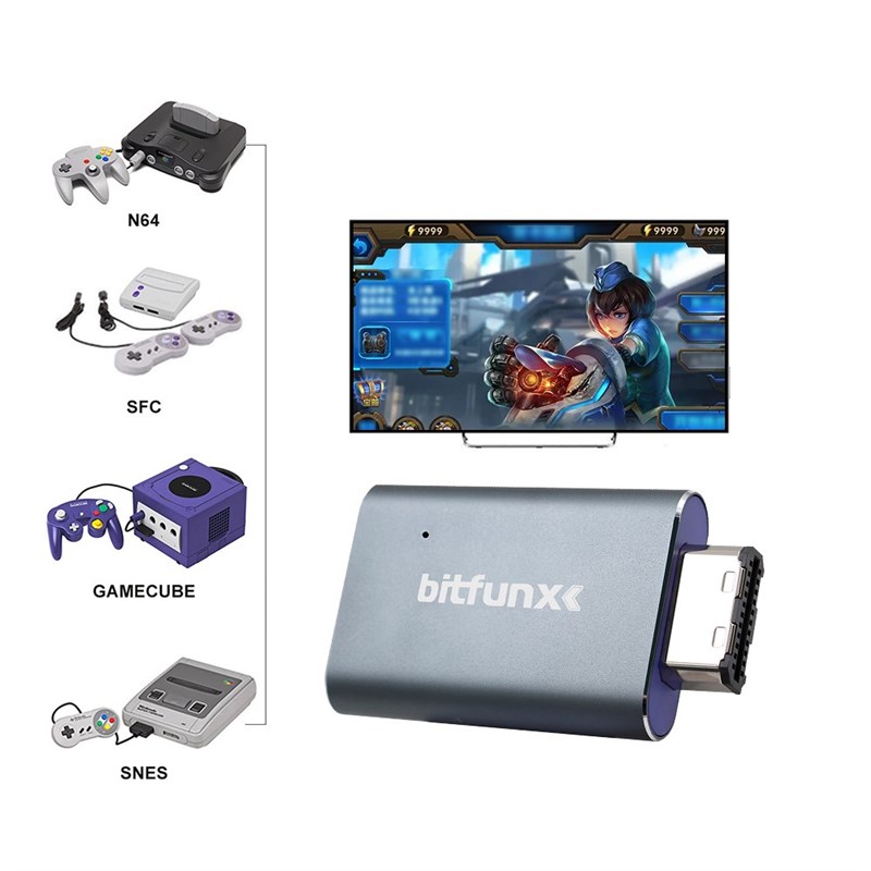 极速Bitfunx Gamecube HDMI-compatible Line DNoubler Adapter A