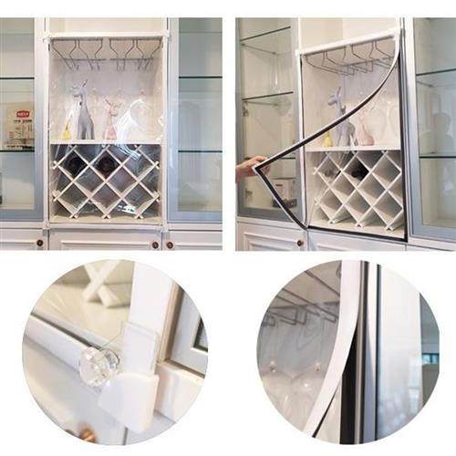 极速挡灰帘贴软卧j室门帘帘子布罩布异味书柜防尘帘透明厨柜柜帘