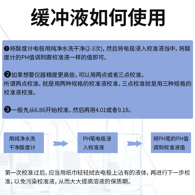 极速pH缓冲液 ph笔酸碱度计标定缓冲试J剂 标准校正液 高精度测试