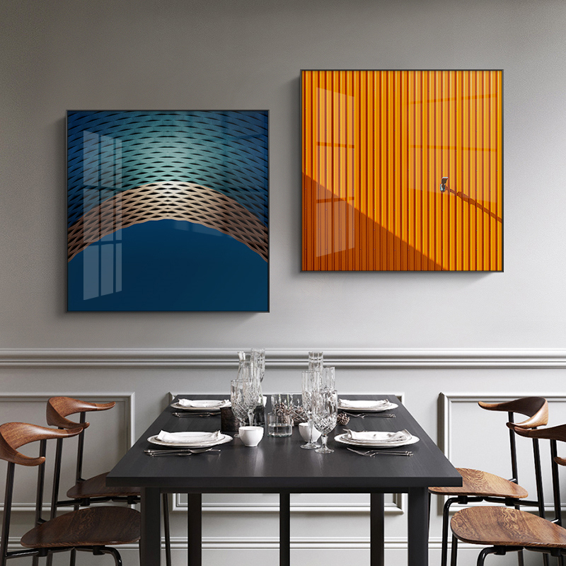 极速现代简约几何线条装饰画客厅餐厅H玄关酒店挂画轻奢抽象黄蓝图片