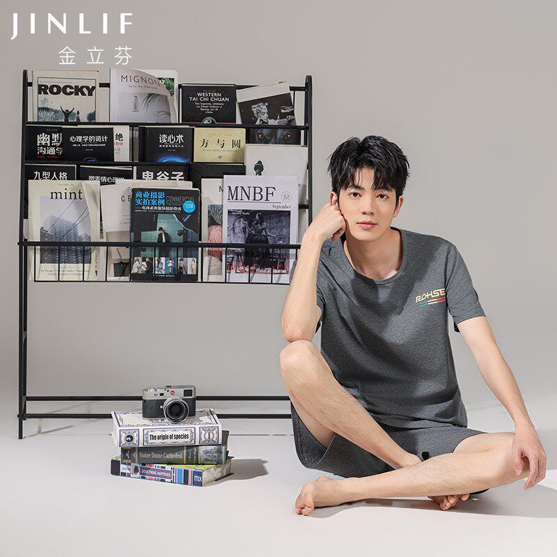 新品男士睡衣夏季短袖纯棉男款夏天青H年全棉薄款家居服套装运动