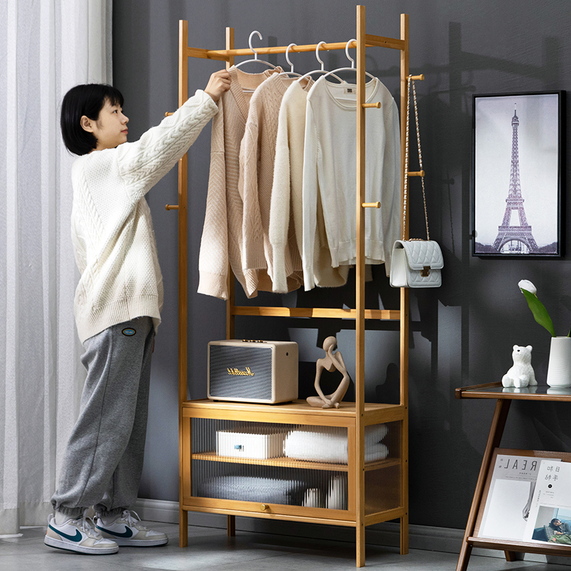 极速挂衣架落地式衣帽架子卧室收纳衣服不占地P门口房间家用网红
