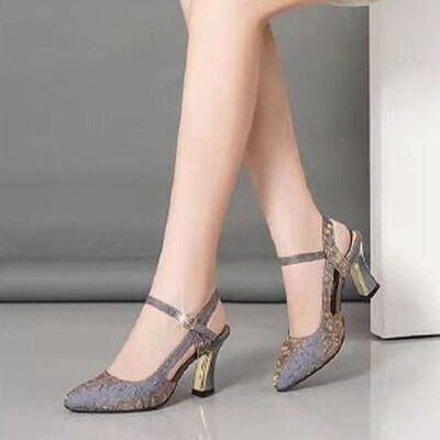 极速2022 Thick Heels and High Heels New SolidP Color Sandals