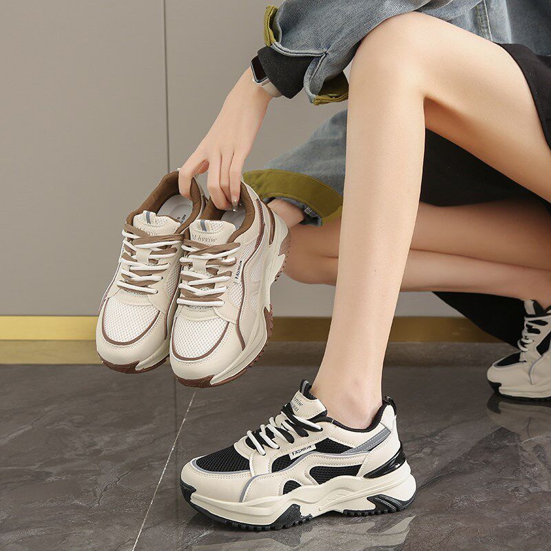新品厚底老爹鞋女2026年u春夏新款网面透气运动鞋显脚小码34学生