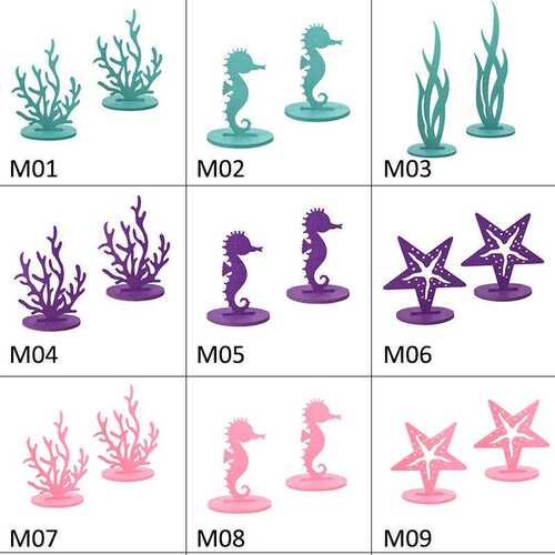 新品2pcsset Mermaid Theme  SeagrasHs Seahorse Felt Table