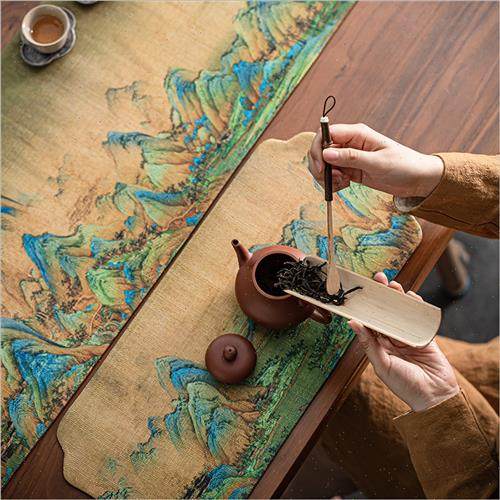 极速千里江山桌旗中式禅意防水茶席茶G桌布艺长条茶几桌布茶桌垫,居家布艺,桌旗,淘宝优惠券,粉丝福利购,淘宝优惠卷