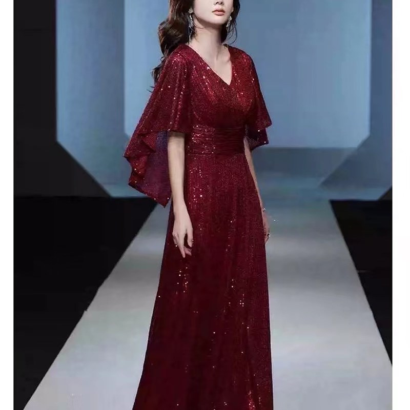 极速大码a敬酒服新娘胖mm结婚200斤遮肉显瘦宴会红色晚礼服演出主