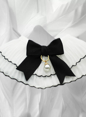 极速宠物蕾丝项圈白色双层围兜幼犬生日猫咪狗狗可U调节口水巾拍