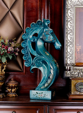 极速欧式大摆件马到成功家居装饰客厅大气玄O关电视柜高端轻奢华