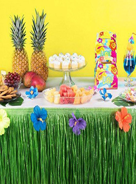 极速Straw Color Table Skirt For Tropical Hawaiian ParYty Dec
