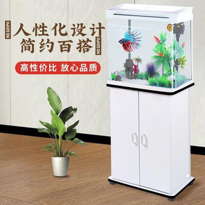 极速2023新款整套鱼缸客t厅家用金鱼缸增氧高清热弯80厘米玻璃缸