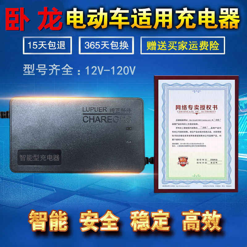 极速卧龙电动车f电瓶充电器36V48V12AH60V20AH64V72V80V84V96V32A