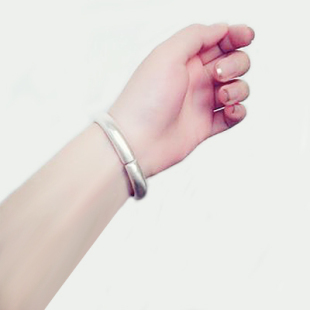 传承手工定制纯银手镯泥鳅背马蹄形男女实心银饰品光面免费刻字