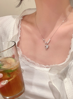 秋冬甜酷爱心拼接项链女轻