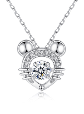 本命年s925银韩版可爱小老鼠纯银项链时尚鼠年礼物锁骨链生肖鼠