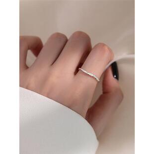 999纯银糖纸戒指轻奢食指戒素圈女指环夏小众设计感尾戒