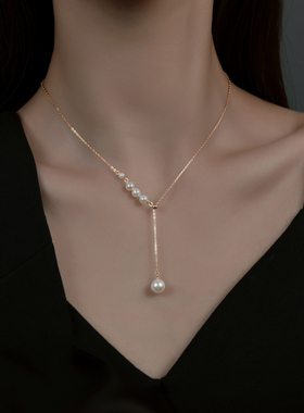 纯银珍珠项链女夏2024年新款轻奢小众设计感百搭款锁骨链颈链