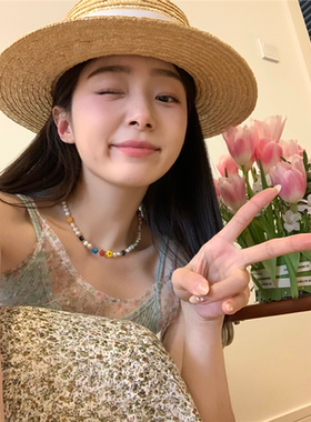 春日多巴胺彩色串珠珍项链