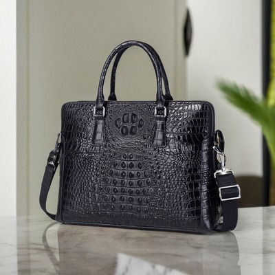 轻奢鳄鱼皮男包真皮高端商务百搭皮包男款公务包手提包男士公文包
