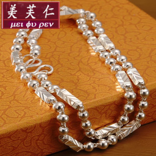 美芙仁S999银男士项链时尚霸气粗款白银六角链子银饰礼物送男友