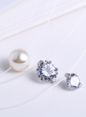 隐形项链S925纯银项链女透明鱼线锁骨链珍珠日韩简约气质学生小众