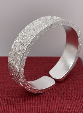纯银工匠佰福缘吉言手镯足