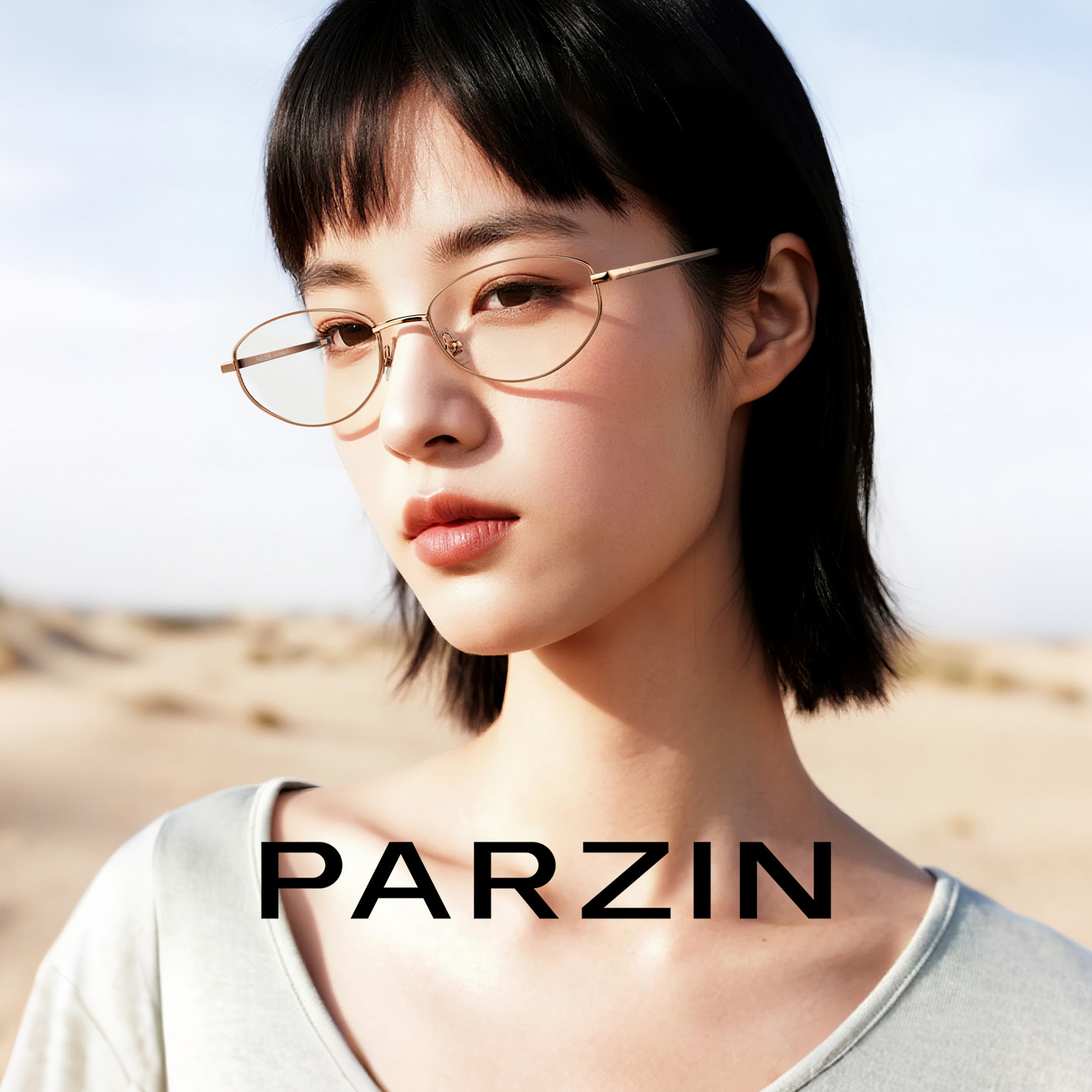帕森猫眼镜架女时尚轻盈金丝框可配度数蔡司镜片近视镜男PZ62193