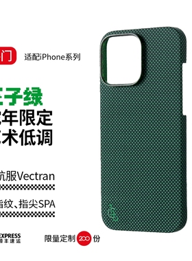 LLC适用苹果iPhone16ProMax王子绿3.0-蛇年限定全包凯夫拉手机壳外置MagSafe磁吸新款超薄碳纤维纹保护壳