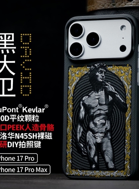 LLC适用苹果iPhone17ProMax黑/金大卫凯夫拉手机壳全包Magsafe磁吸超薄碳纤维纹相机按键保护壳