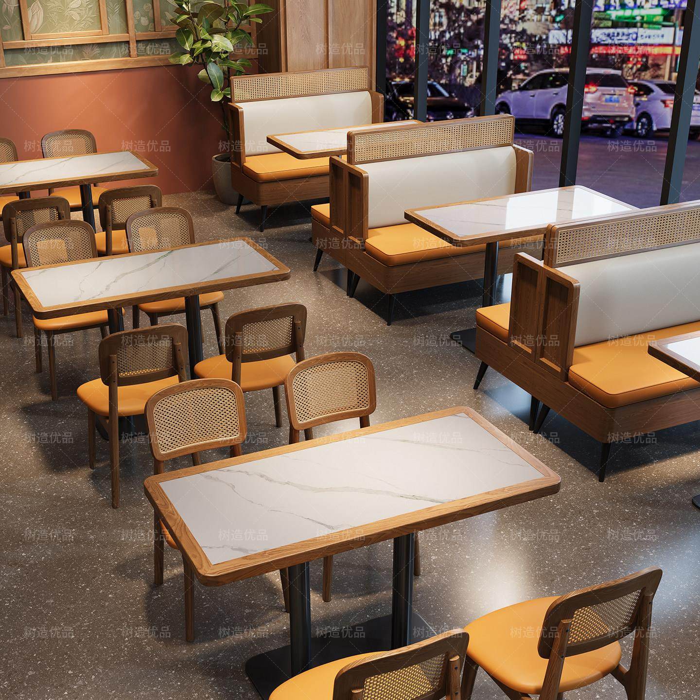 主题饭厅东南亚风桌椅组合茶餐厅面 面馆粉店商用饭店日料店卡座,商业/办公家具,商用餐椅,淘宝优惠券,粉丝福利购,淘宝优惠卷