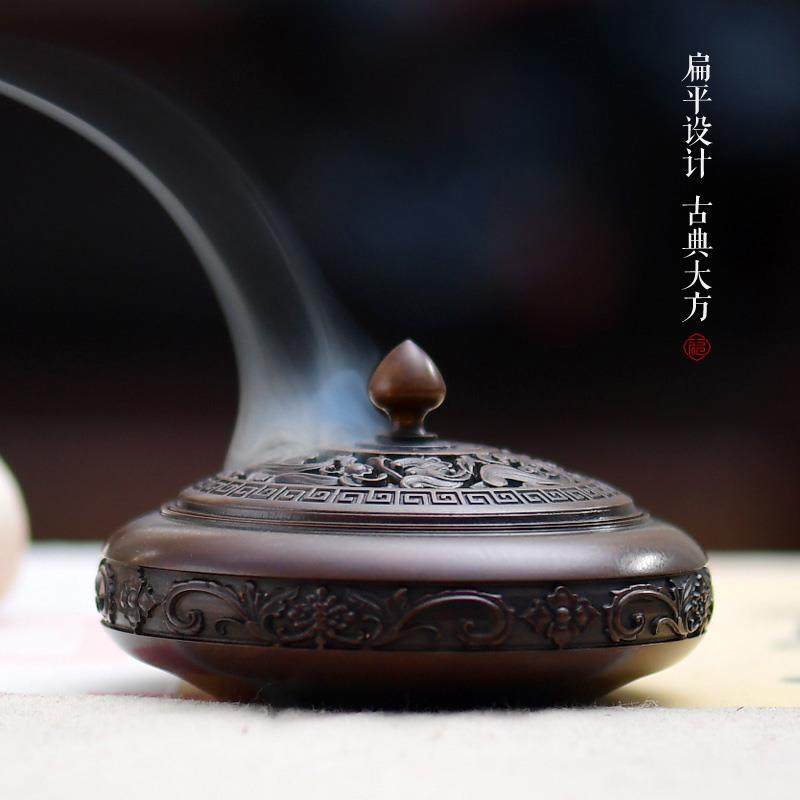 紫巅 纯黄铜香炉家用室内供佛盘香炉大号宣德炉仿古香薰炉焚香炉