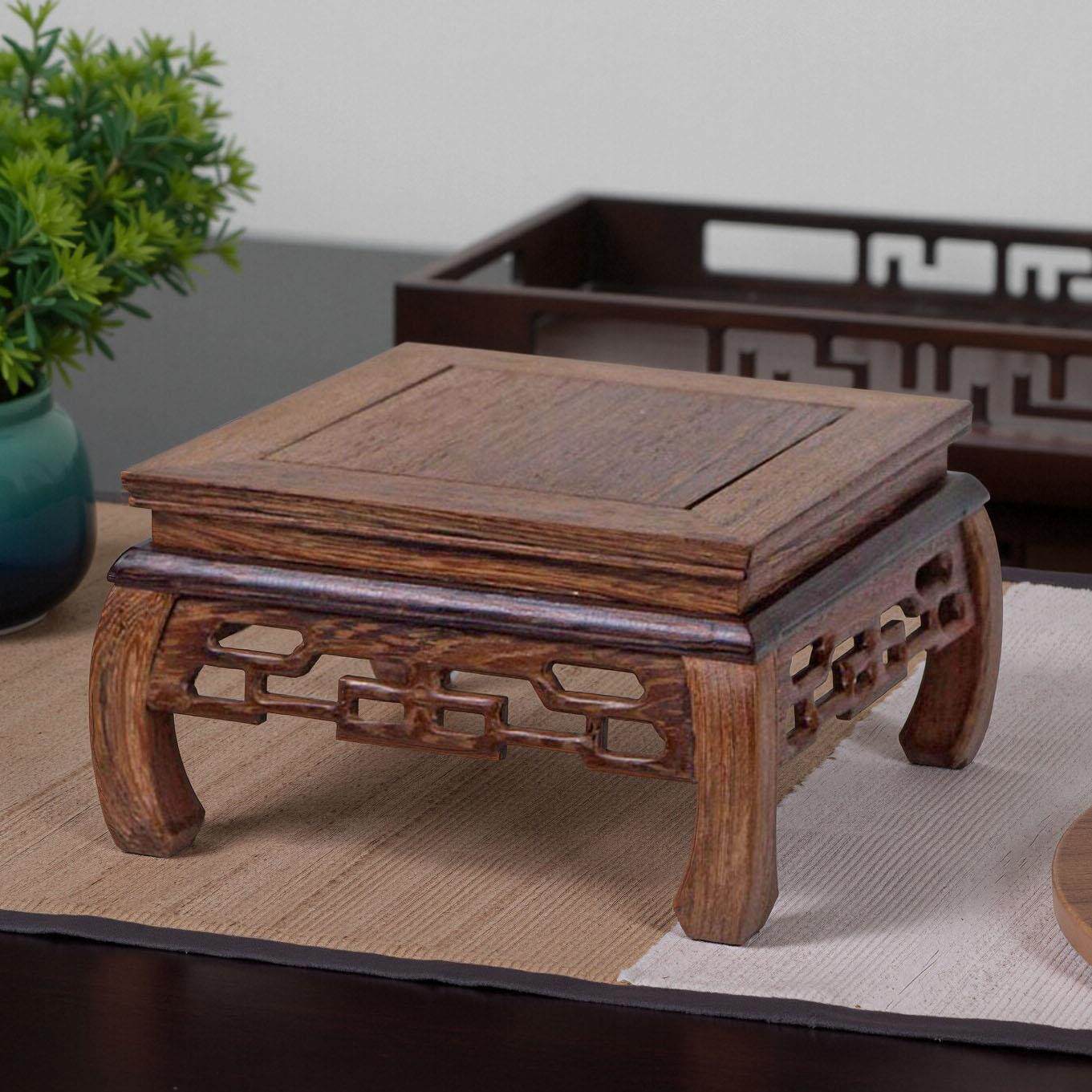 鸡翅木底座实木奇石佛像花瓶盆景茶壶木质摆件木座托架长方形木托