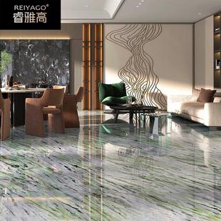 现代轻奢客厅地砖青绿色奢石大理石瓷砖750x1500卫生间背景墙白胚